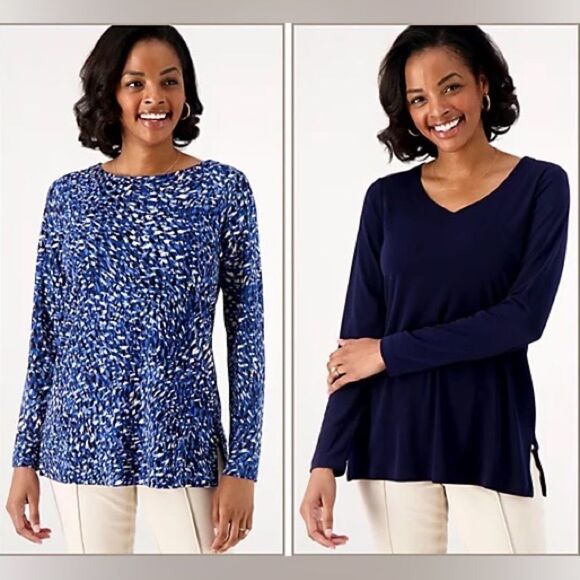 Susan Graver Modern Essentials Liquid Knit Tunic Set - Picture 1 of 8